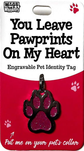 Picture of PAWPRINTS ON MY HEART CAT PINK ID TAG